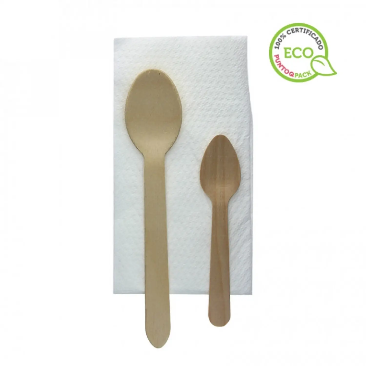 500 Uds. Set de cucharas de madera con servilleta en bolsa | Ref: CUB026
