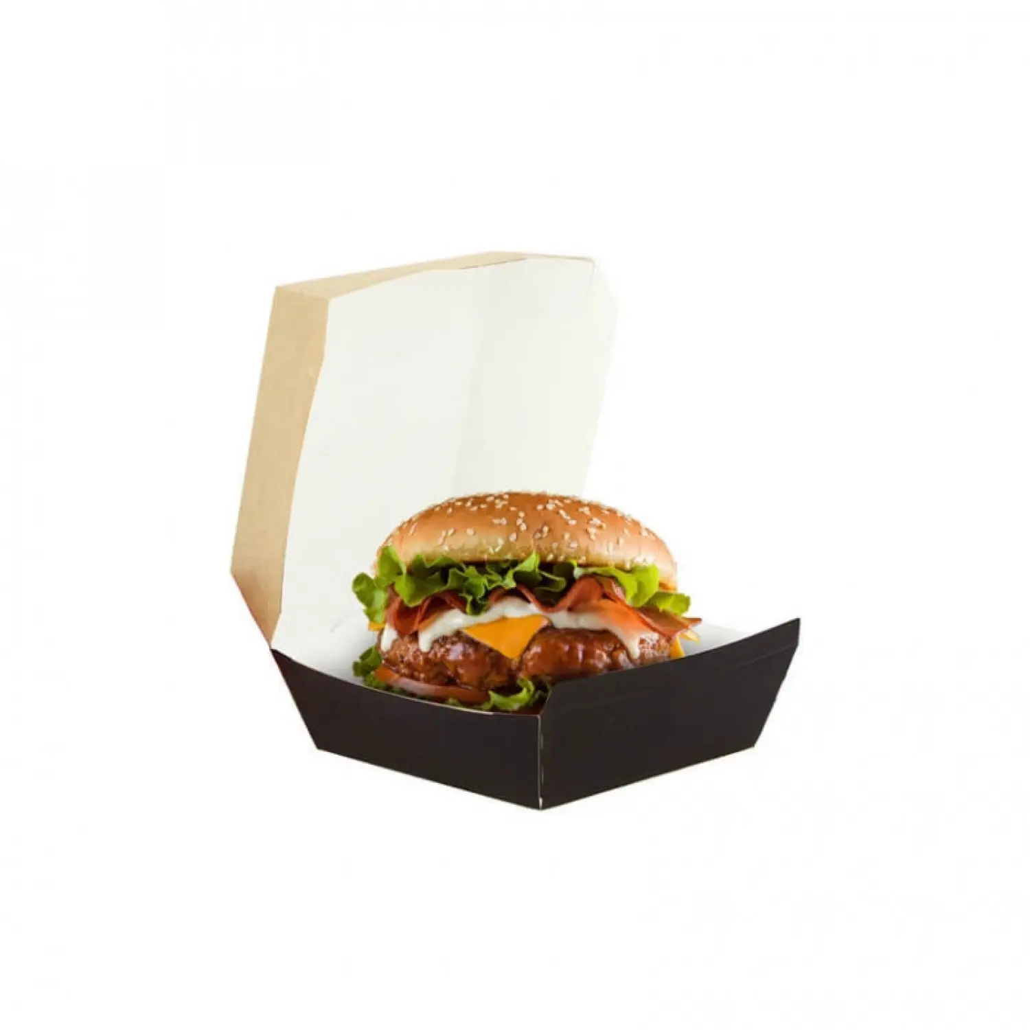 450 Uds. Cajas de cartón negro kraft para hamburguesas pequeñas | Ref: EG0001KNG