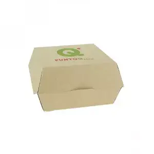 Caixas de cartão kraft para pequenos hambúrgueres personalizadas 1 tinta: Dimensões - 1 tinta | 10x10x7cm