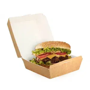 400 unidades. Caixa para hambúrguer grande de papelão kraft (12x12x8cm) | Ref: EG0032K