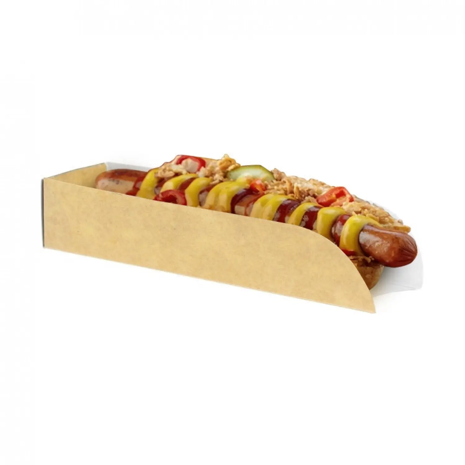 1000 unidades. Cunha de cartão kraft para cachorro-quente e waffles | Ref: EG0035K