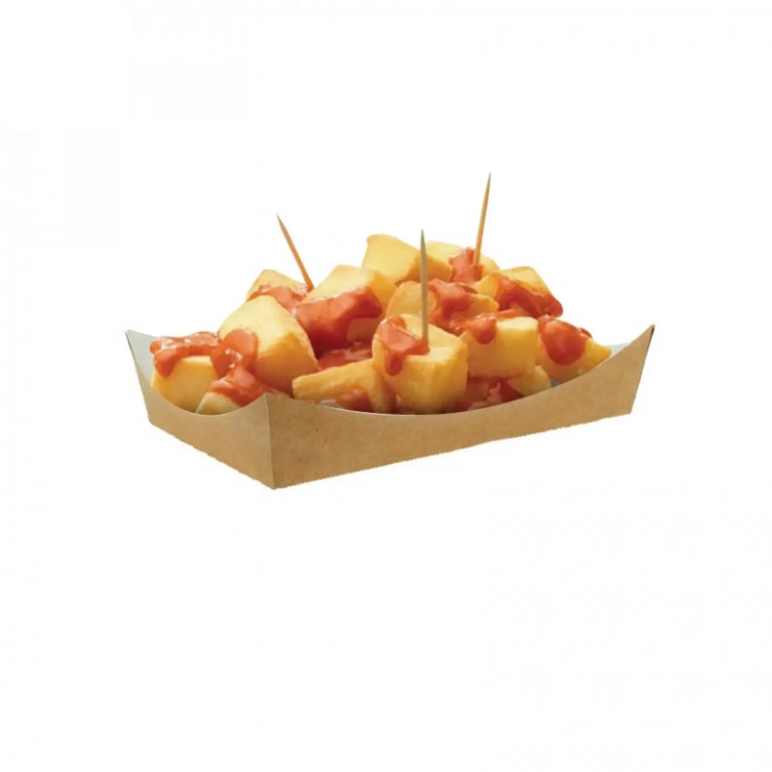 600 Uds. Barquetas de cartón kraft para fritos 200cc | Ref: EG0036K