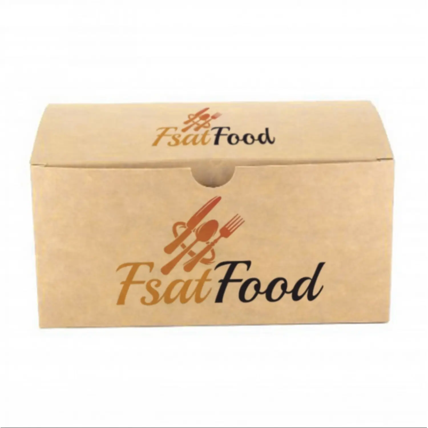Embalagem de batatas fritas Kraft ande Automontável (20,5x12,5x10cm) Impressa: Dimensões - 1 lado | 20,5x12,5x10cm