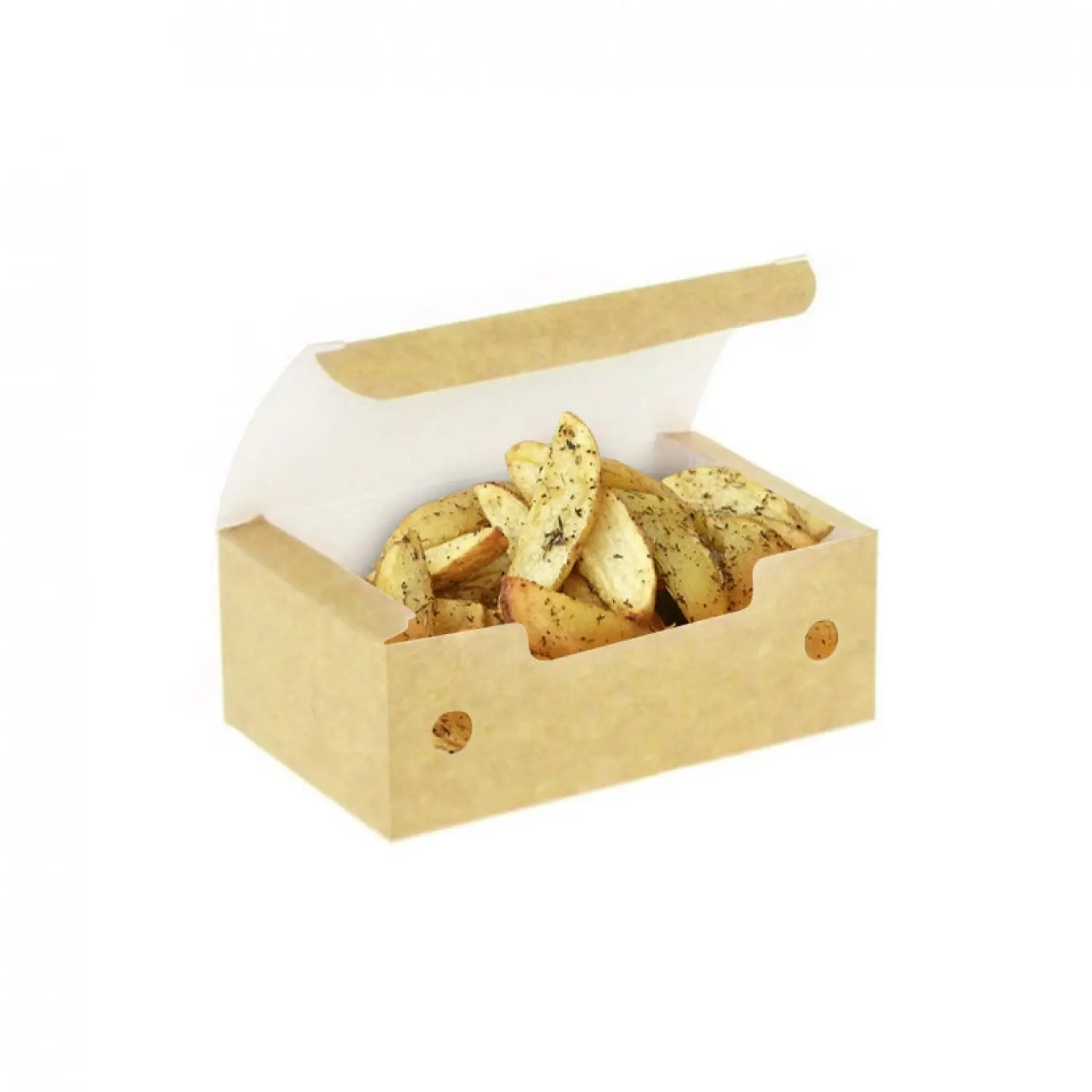 25 Uds. Cajas para fritos pequeñas kraft con ventilación | Ref: EG0041K