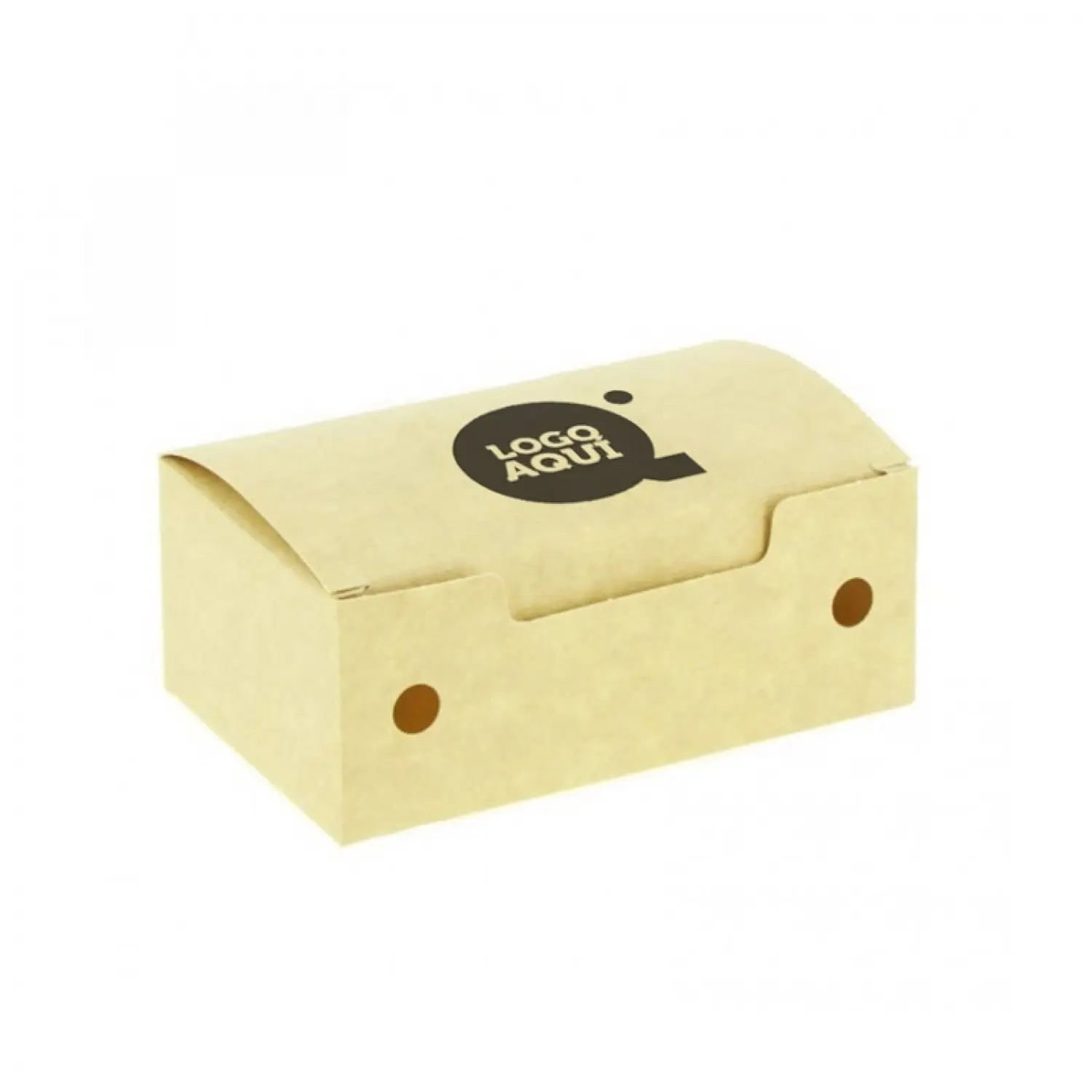 Caja para fritos pequeña kraft con ventilación (11,5x7,2x4,3cm) Personalizado : Dimensiones - 1Cara|11,5x7,2x4,3cm