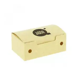 Caixa pequena de fritos em papel kraft com ventilação (11,5x7,2x4,3cm) Personalizado: Dimensões - 1 Lado | 11,5x7,2x4,3cm