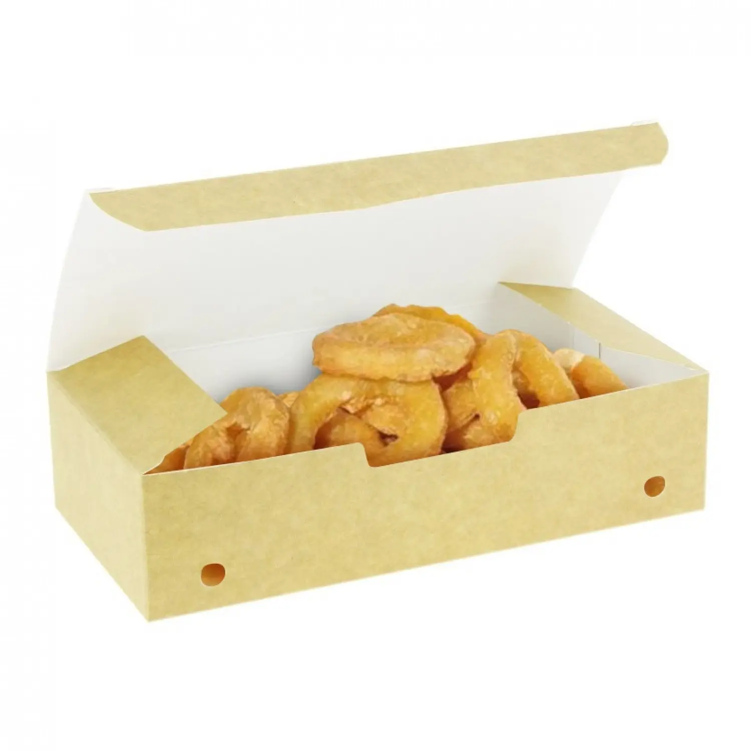 25 Uds. Cajas para fritos grandes kraft con ventilación | Ref: EG0043K