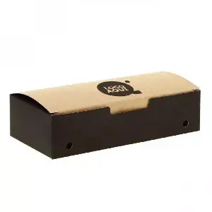 Caixa ande para fritos automontável preta kraft (20x10x5cm) Personalizada: Dimensões - 1 Lado | 20x10x5cm