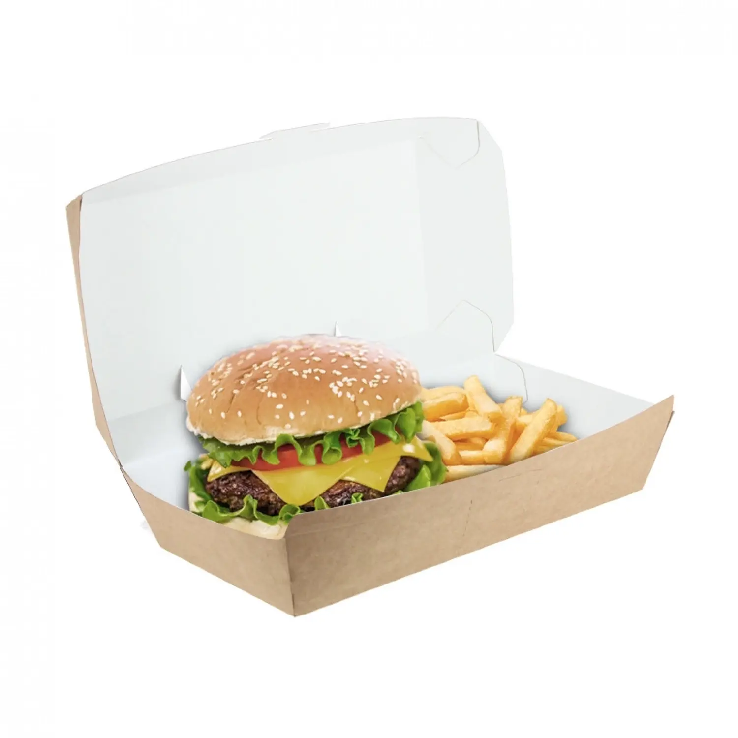 200 unidades. Caixa de cartão kraft para menu de hambúrguer | Ref: EG0049K