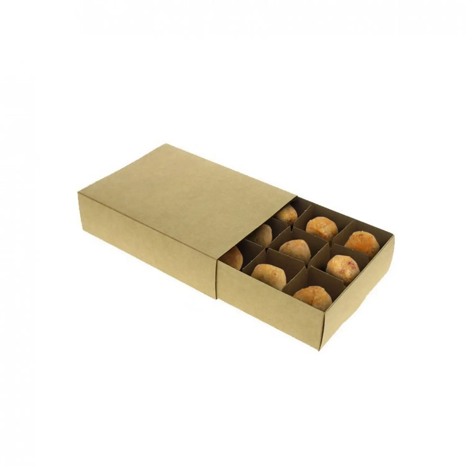 100 unidades. Caixas para transportar croquetes de cartão kraft (12 unidades) | Ref: EG0052K