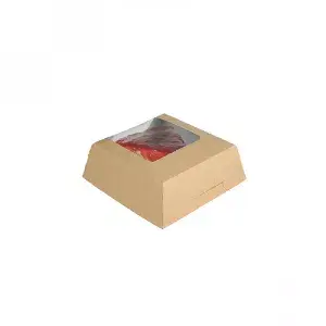 150 Uds. Tartera kraft pequeña con ventana (12x12x4cm) | Ref: EG0062