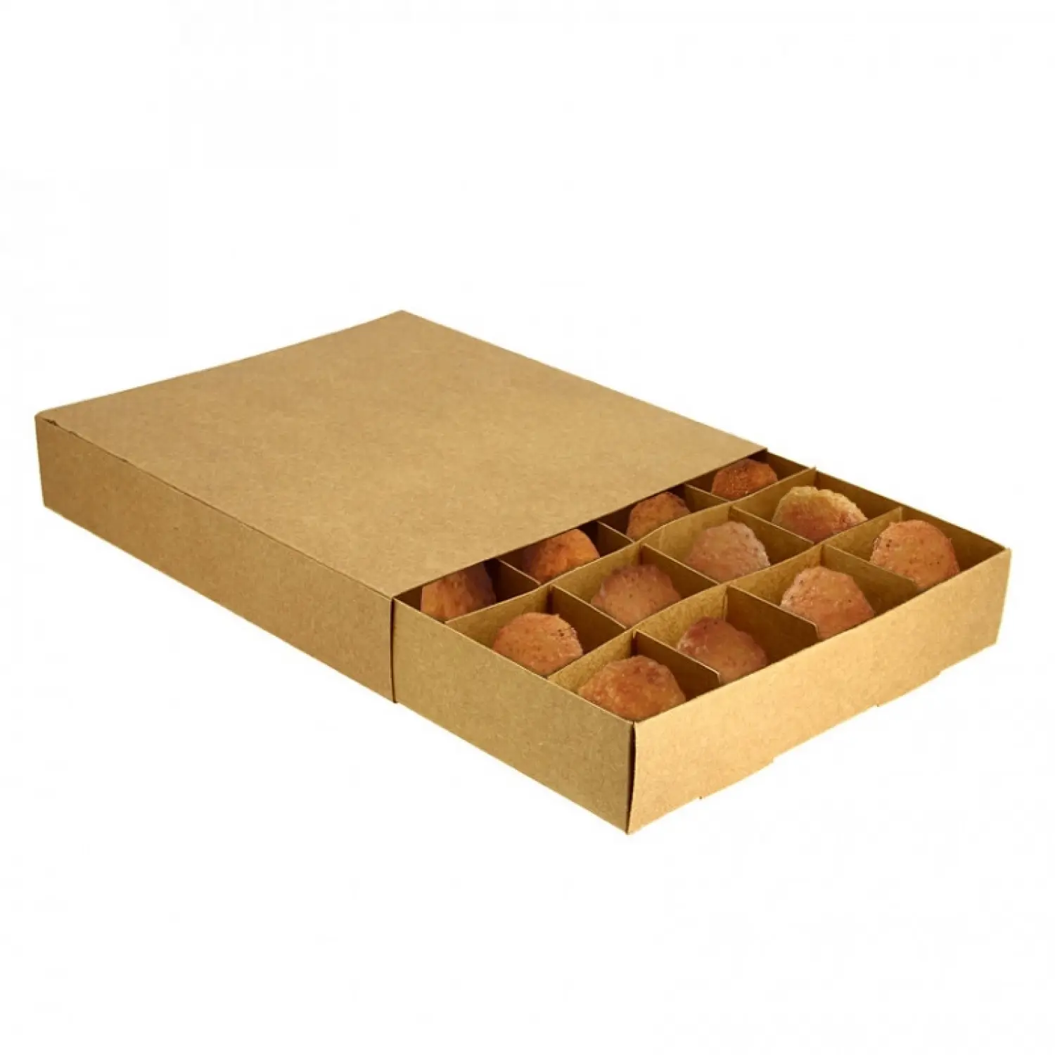 125 unidades. Caixas de papelão kraft para transportar croquetes (20 unidades) | Ref: EG0064