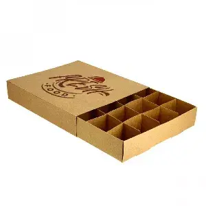 Caixas para transportar croquetes de papel kraft 20 unidades (25x22x5,5cm) Personalizada: Dimensões - 1 Face | 25x22x5,5cm