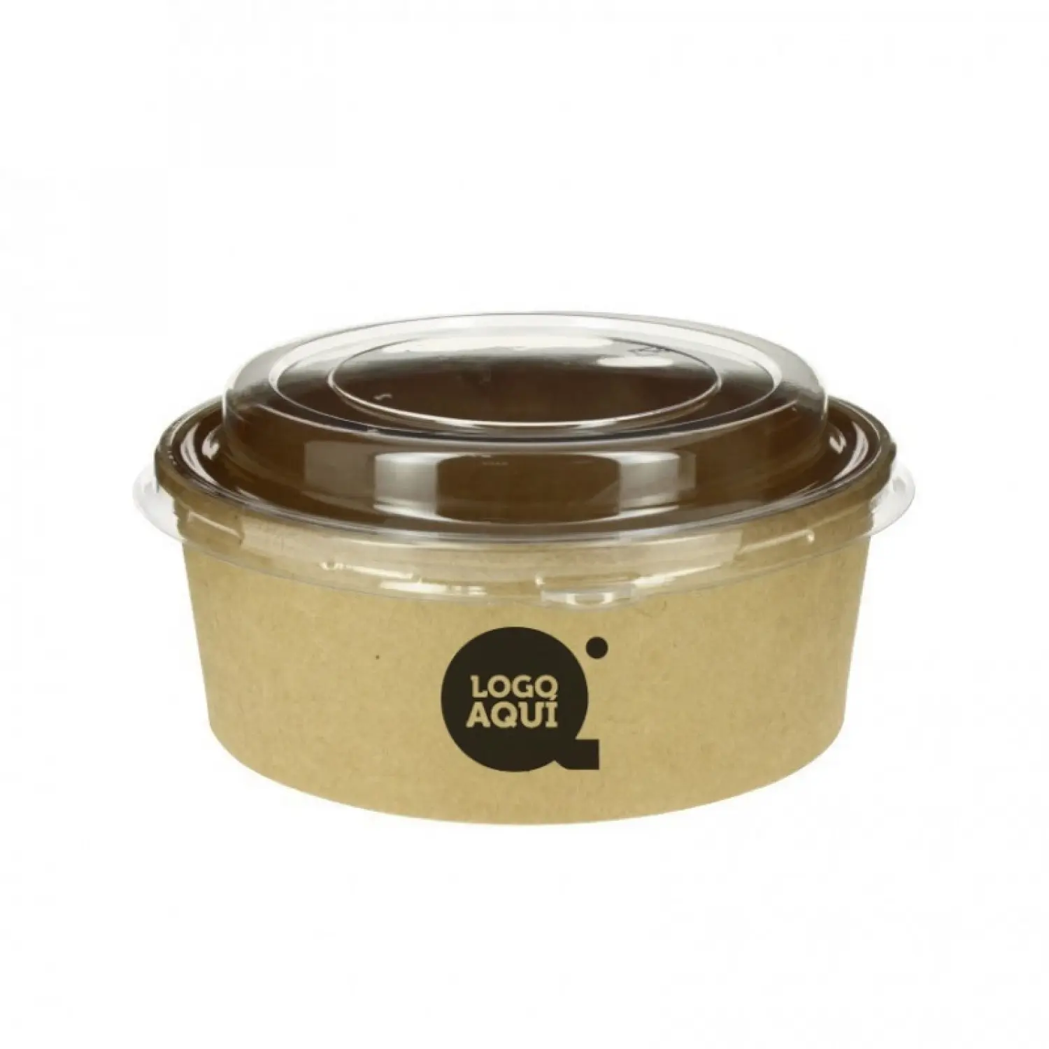 Saladeira de papelão Kraft com tampa personalizada de 550ml 1 tinta
