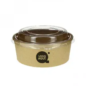 Saladeira de papelão Kraft com tampa personalizada de 550ml 1 tinta