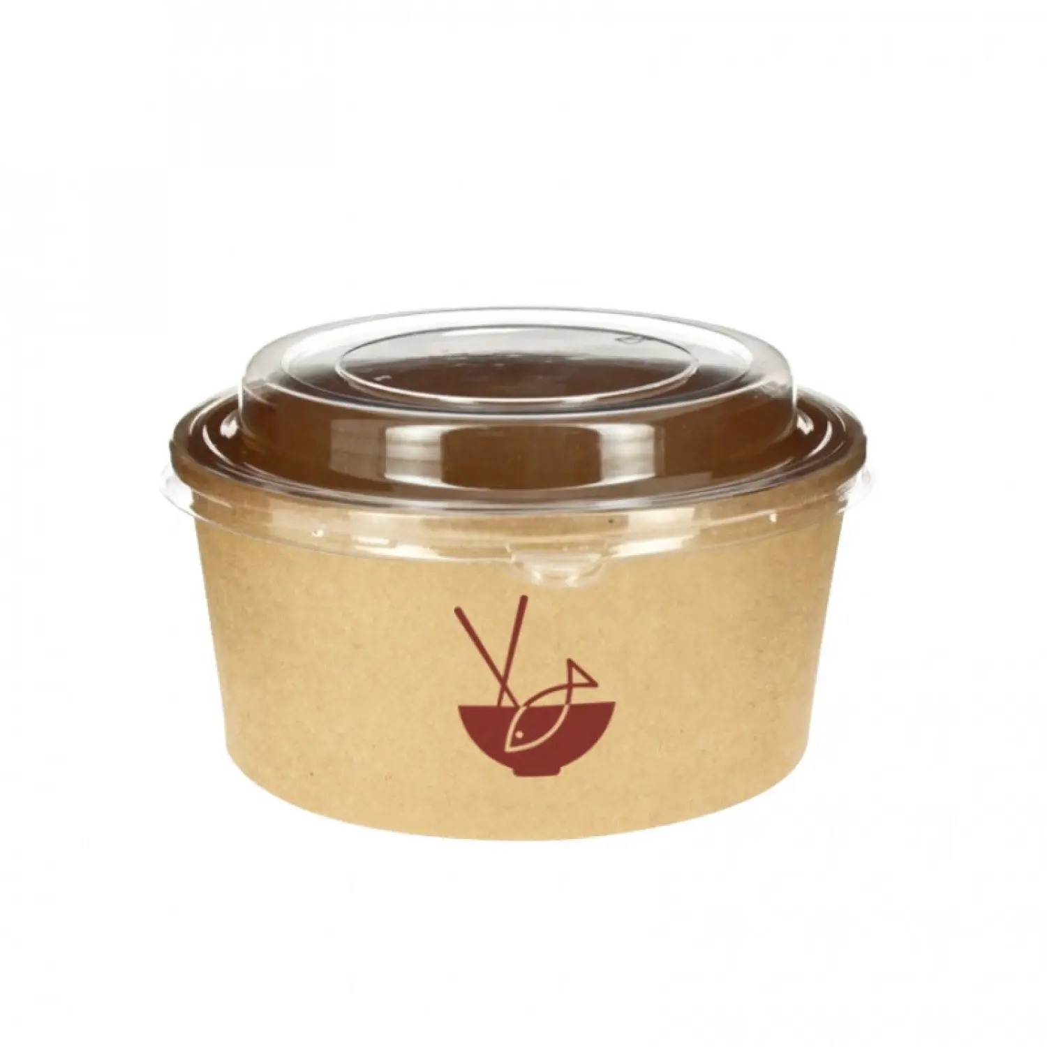 Tigela de salada de papel kraft com tampa (750cc) Personalizada 1 Tinta