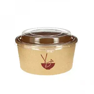 Tigela de salada de papel kraft com tampa (750cc) Personalizada 1 Tinta