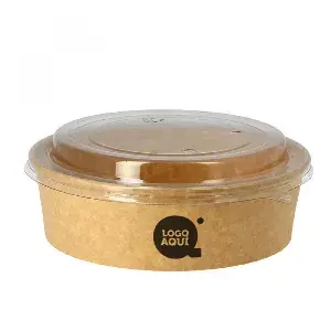 Embalagem de cartão redonda com tampa anti-embaciamento para alimentos quentes kraft 948cc Personalizado 1 Tinta