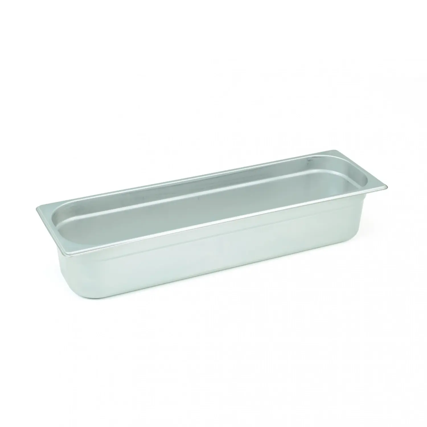 Cubeta GN 2/4 de acero inoxidable. Tamaño 53 x 16,2 cm. Profundidad 2 cm. Capacidad 2,4 L