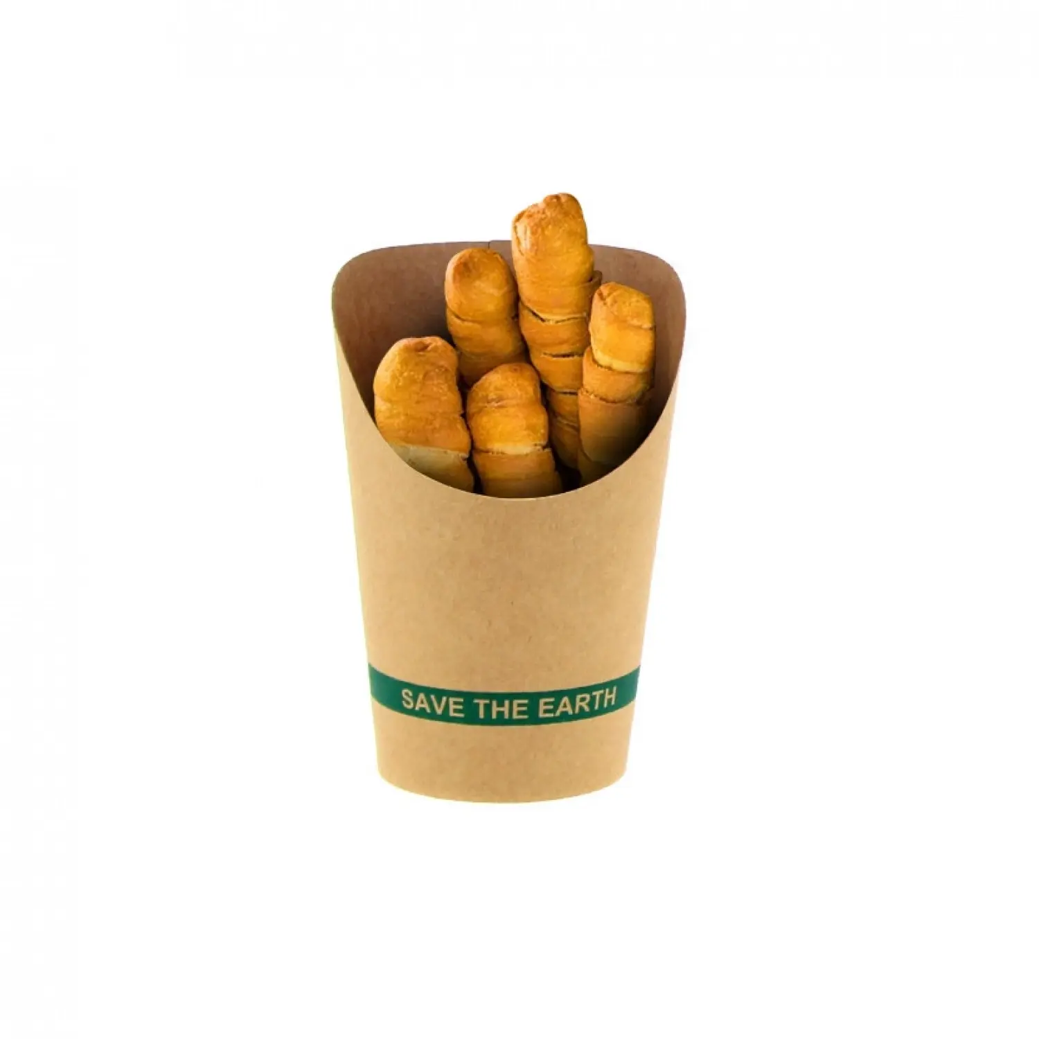 50 unidades. Caixa de papelão kraft para bubble waffle, fritos e wraps (12 Oz) | Ref: GOF002