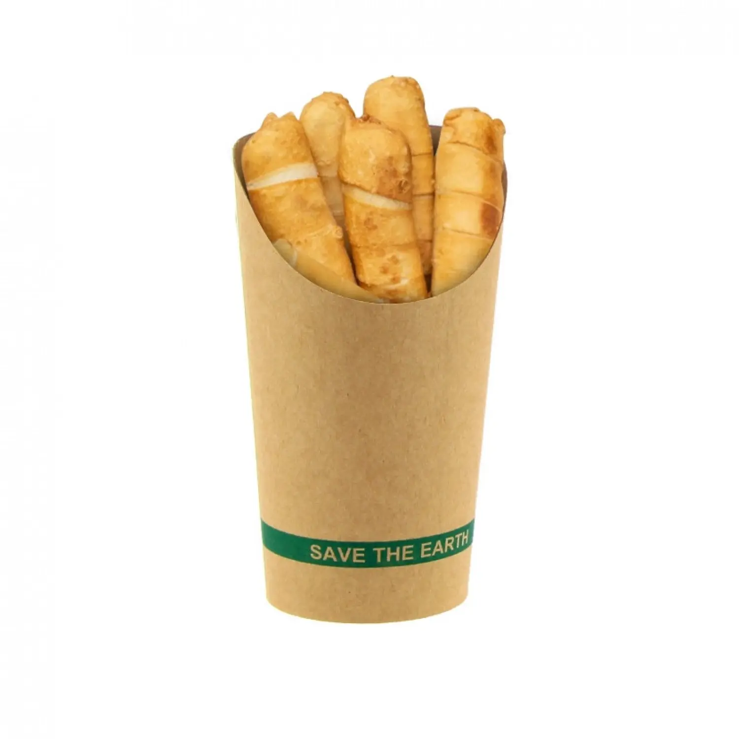 50 unidades. Copo de papel kraft para bubble waffle, fritos e wraps (16 Oz) | Ref: GOF003