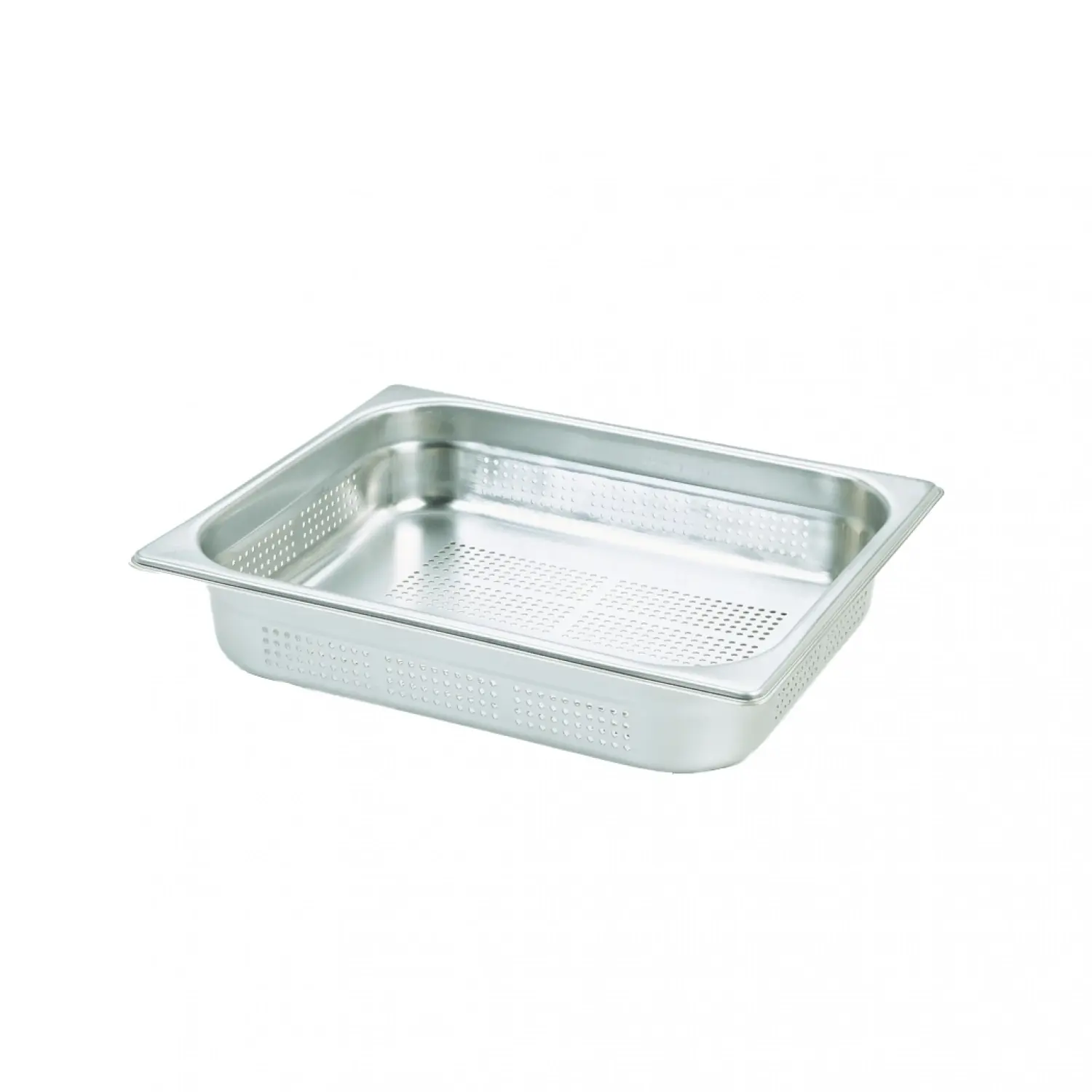 Recipiente perforado GN 1/2 de acero inoxidable. Tamaño 32,5 x 26,5 cm Profundidad 6,5 cm Capacidad 4,1 L(Pack de 6 unidades)
