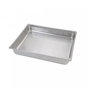 Recipiente perforado GN 2/1 de acero inoxidable. Tamaño 53 x 65 cm Profundidad 6,5 cm Capacidad 19,2 L(Pack de 6 unidades)