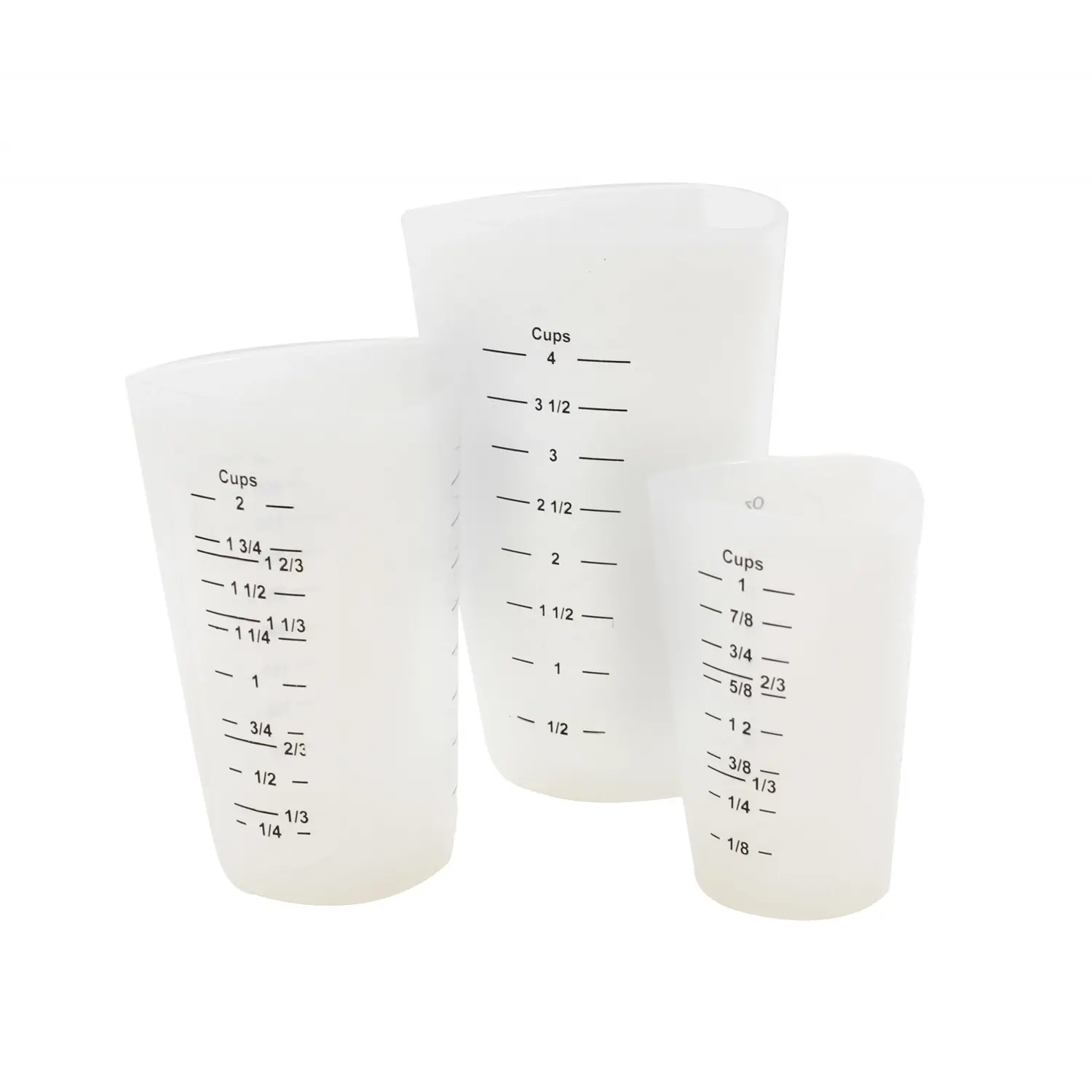 Set de 3 jarras medidoras (250ml 1litro) Blanco translúcido