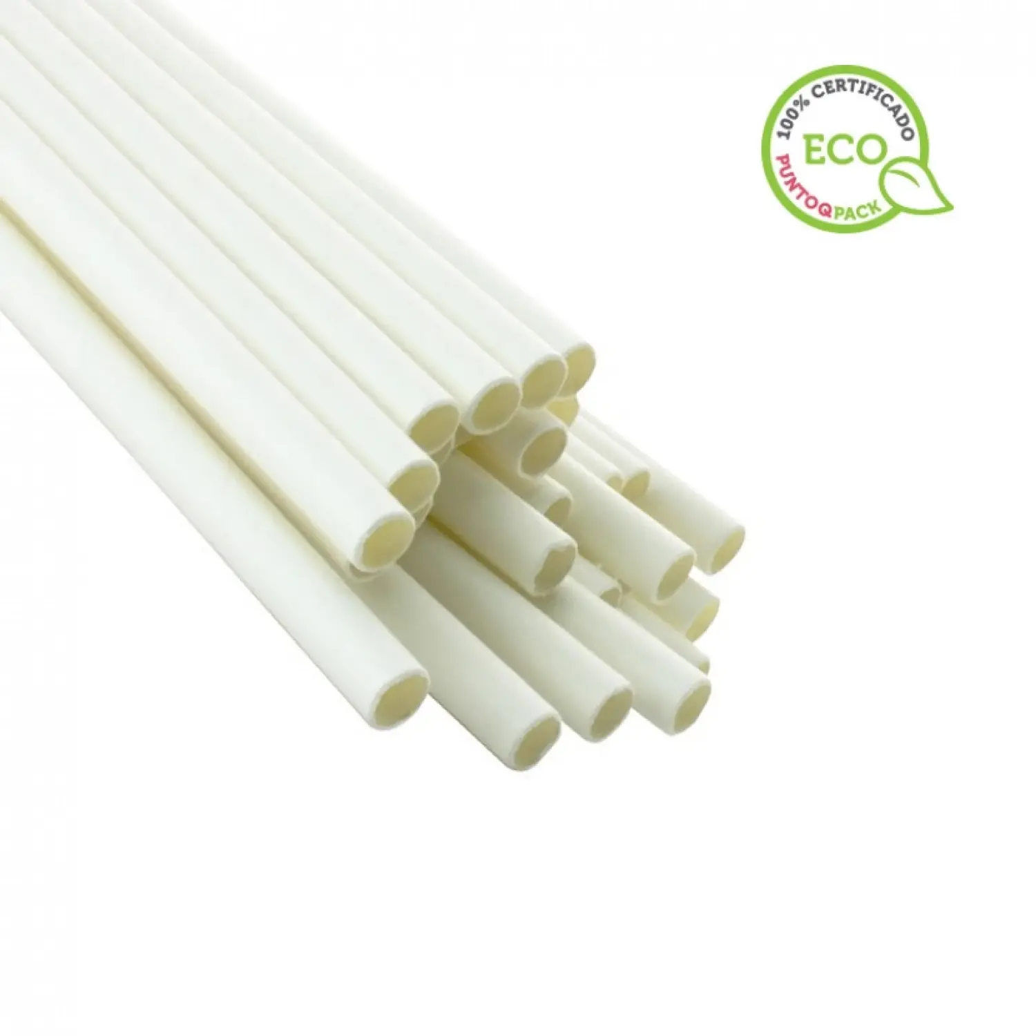 100 Uds. Pajitas de Papel Blancas ecológicas (20cm 0.6Ø) | Ref: PAJ004