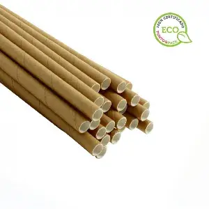 250 unidades de canudos de papel Kraft ecológicos (20cm 0.6Ø) | Ref: PAJ005
