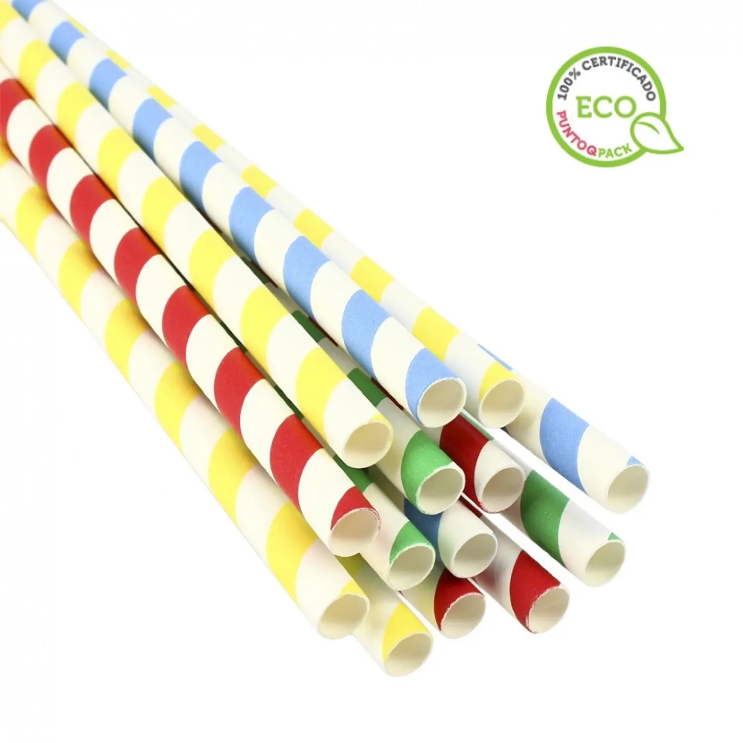100 unidades de canudos de papel biodegradáveis coloridos (23cm 0.8Ø) | Ref: PAJ012