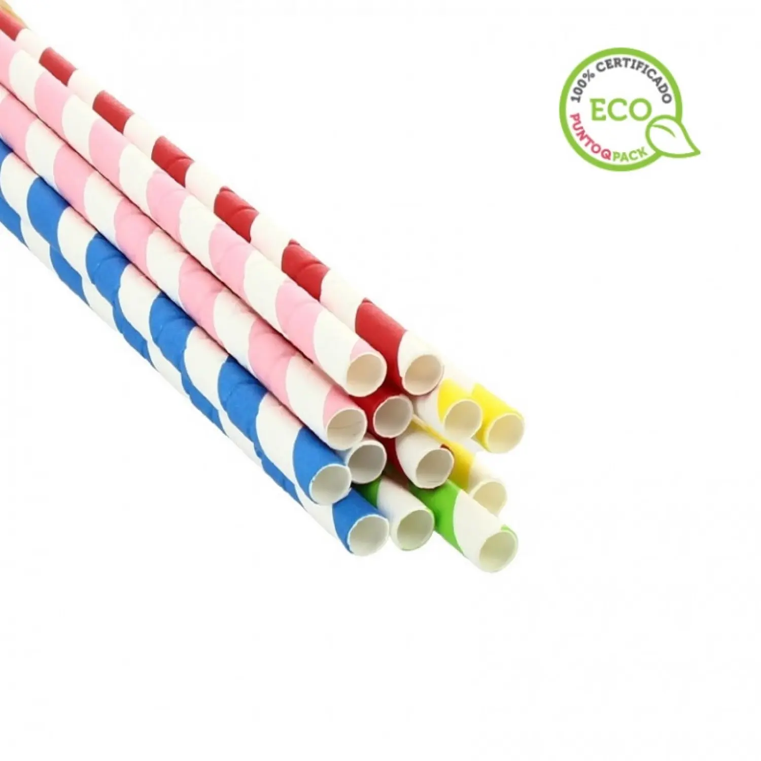 100 unidades de canudos de papel flexíveis coloridos (20cm 0.6Ø) | Ref: PAJ014