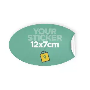 Pegatinas vinilo ovaladas (12x7cm) Personalizada