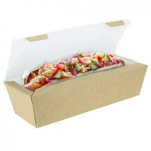 250 unidades. Embalagens grandes de papelão kraft para cachorro-quente | Ref: PGYFK1