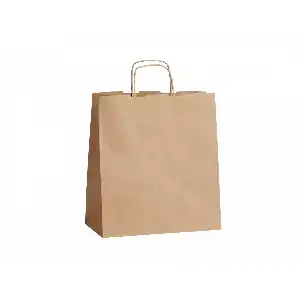 Punga de hartie cu maner rasucit, maro 250x150x320 mm