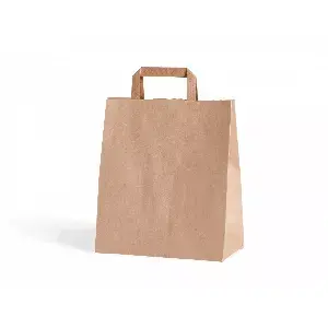 Punga de hartie cu maner plat, maro 180x85x230 mm