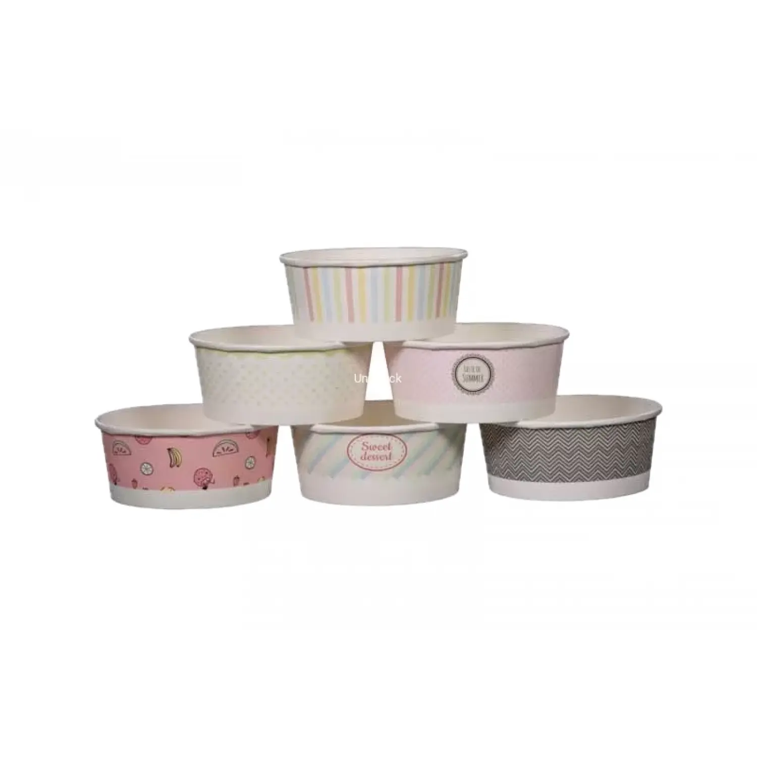 Recipient din hârtie pentru înghețată și deserturi, model pastel 350 ml