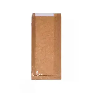 Geanta de hartie cu geam, maro, 33x15x4 cm