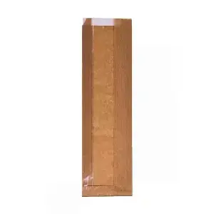 Geanta de hartie cu geam, maro, 35x10x4 cm