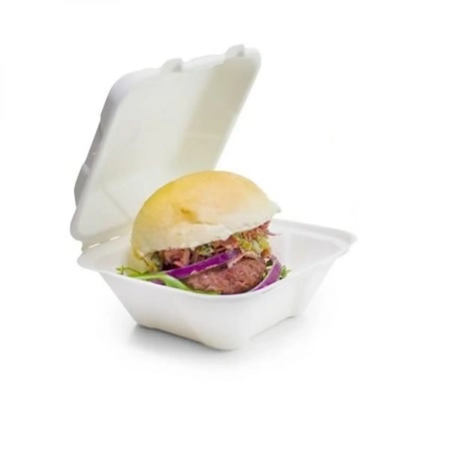 Cutie meniu hamburger, pulpa de trestie, 172x160x83mm