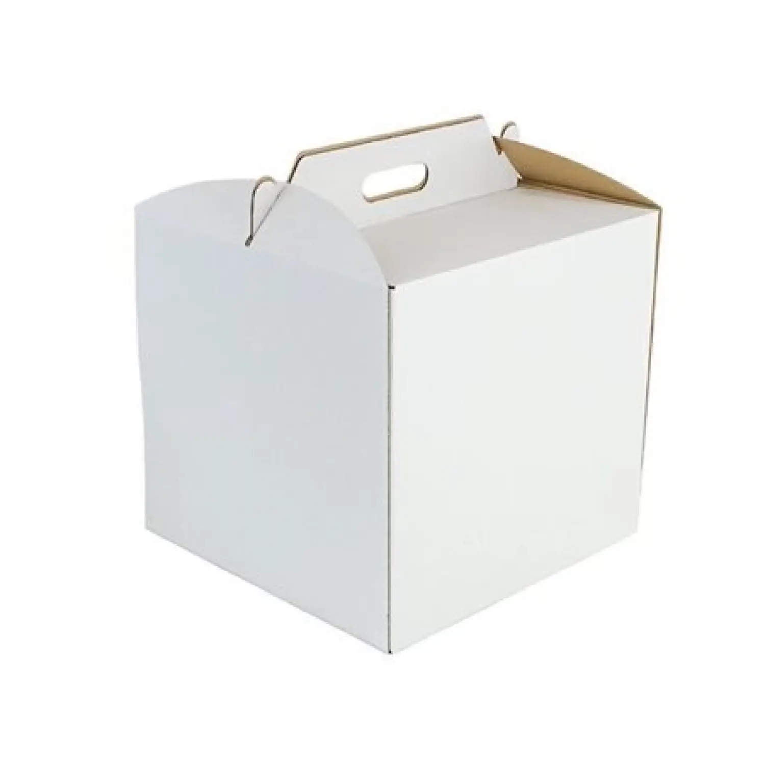Cutie de tort cu maner, 32x32x30 cm, alb si maro