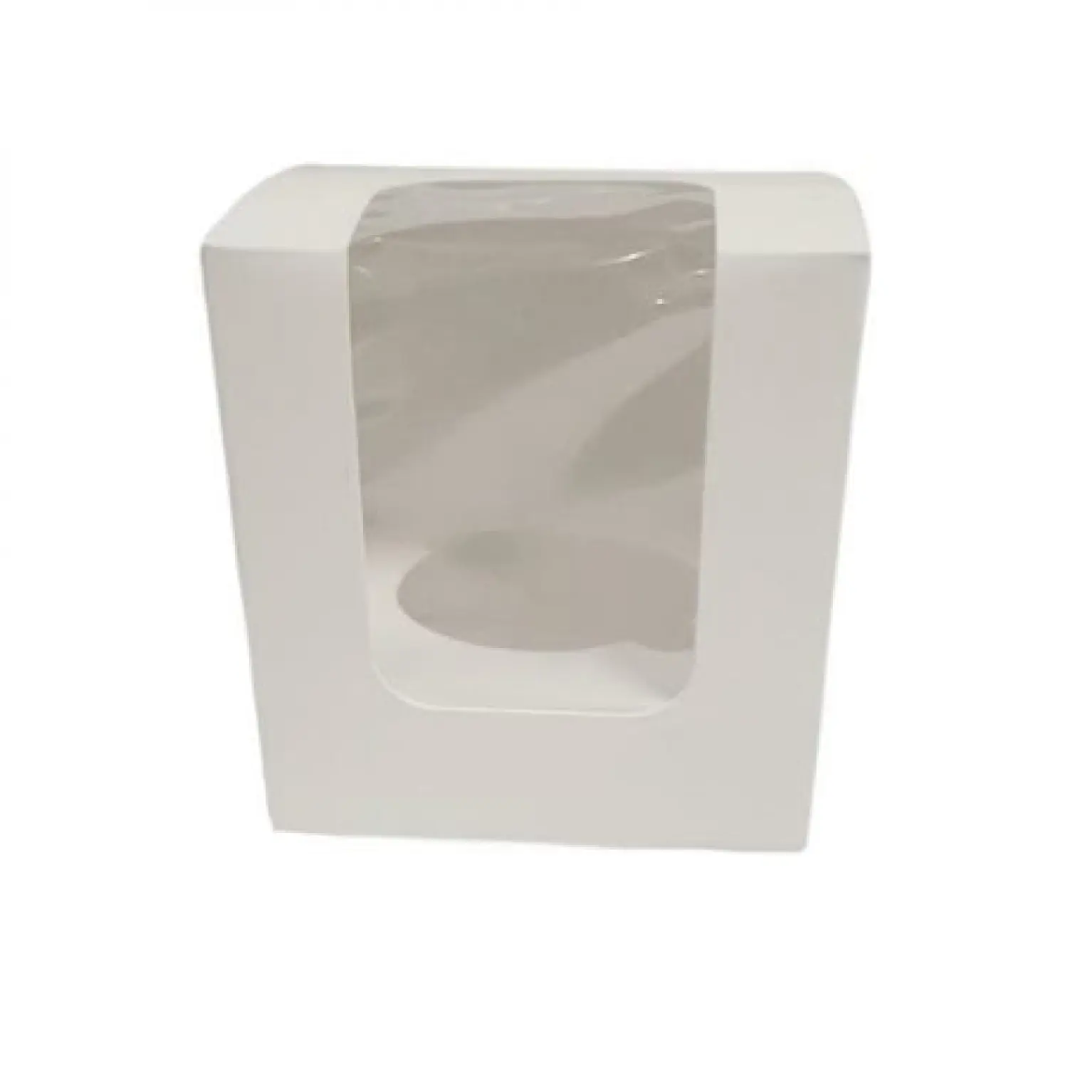 Cutie de hartie cu fereastra 9x9x9,5 cm, alba