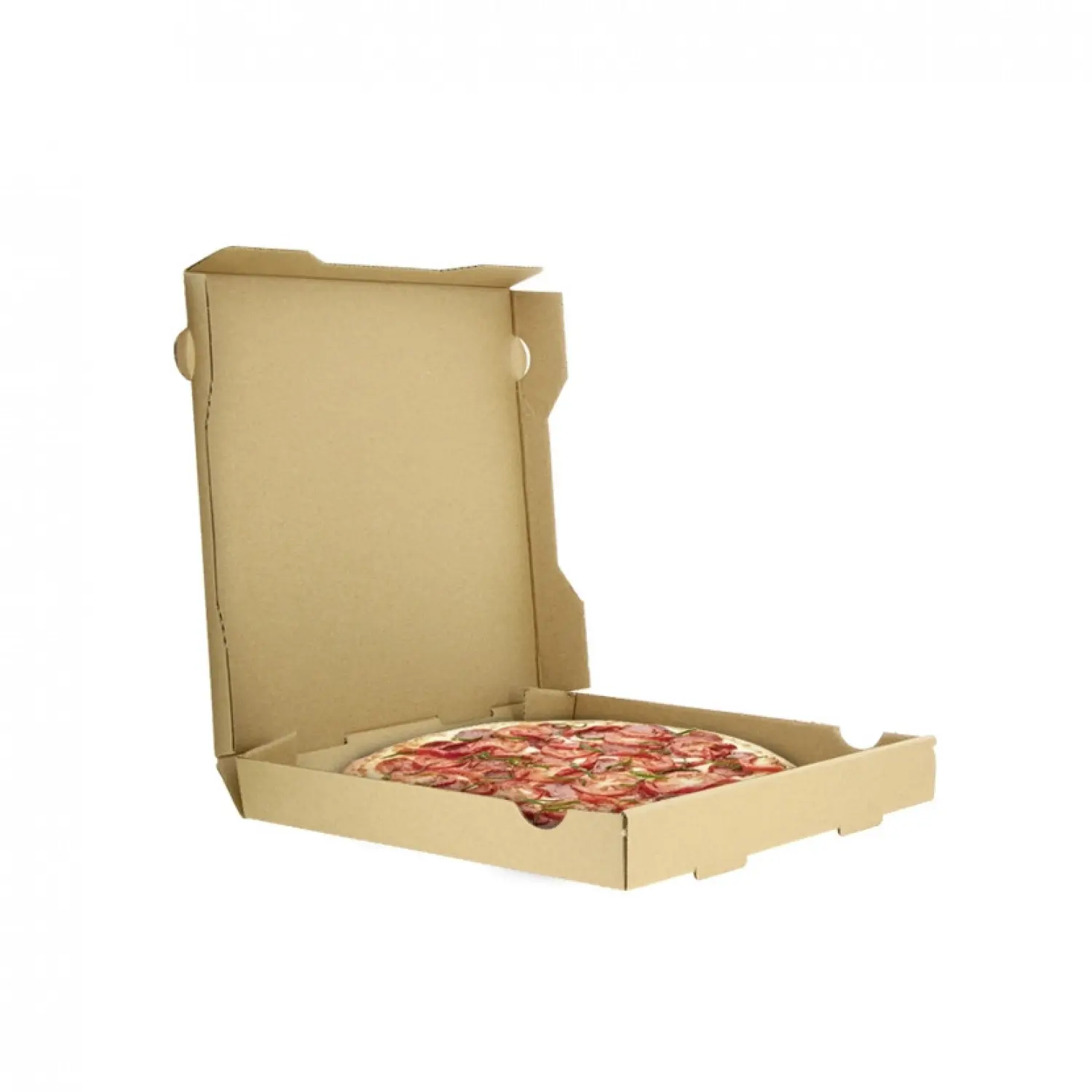 100 unidades. Caixas de pizza pequenas de papel kraft (26 cm) | Ref: PIZZ26K