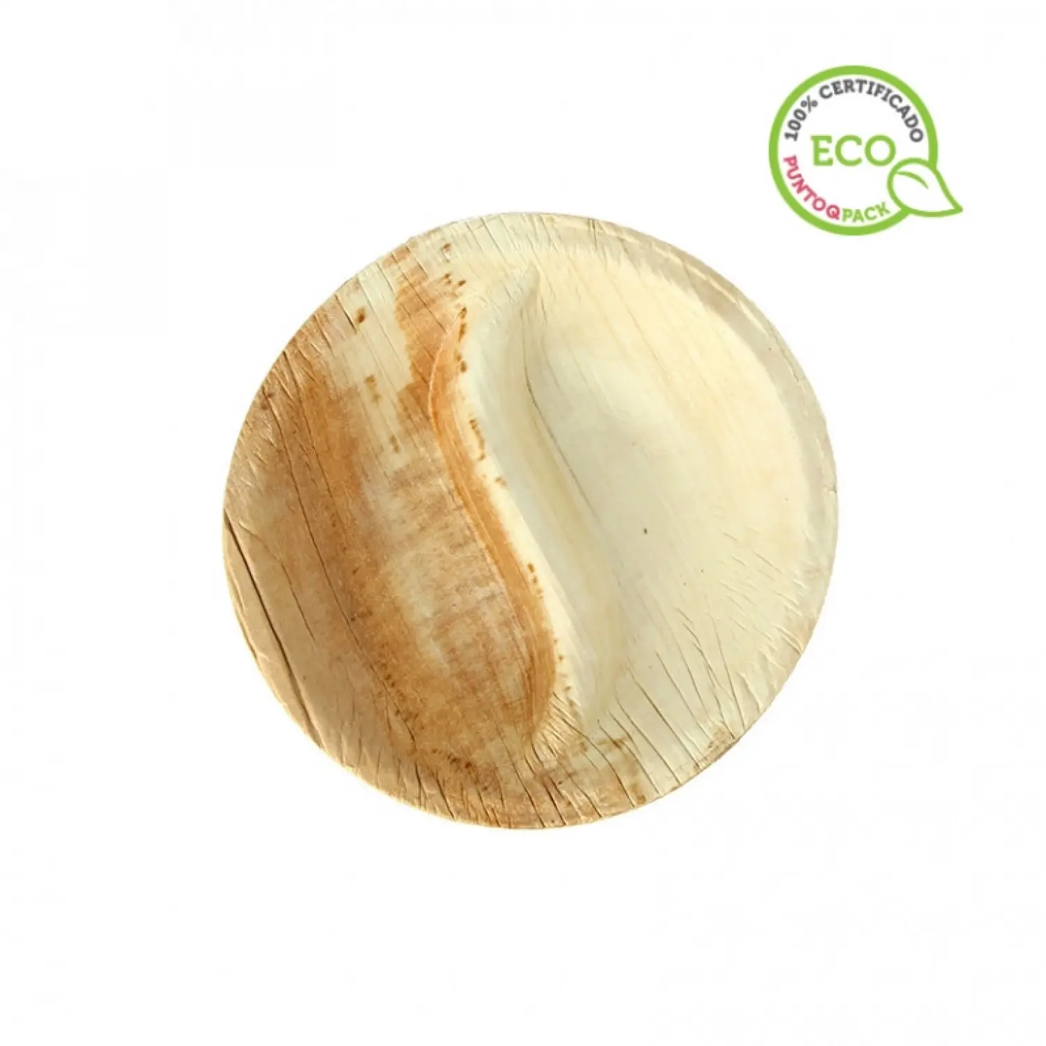 25 Uds. Plato redondo de hoja de palma con dos divisiones (10Ø) | Ref: PLA015