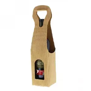 1 Ud. Bolsa cartón Kraft Microcanal 1 Botella vino | Ref: PQP155.73