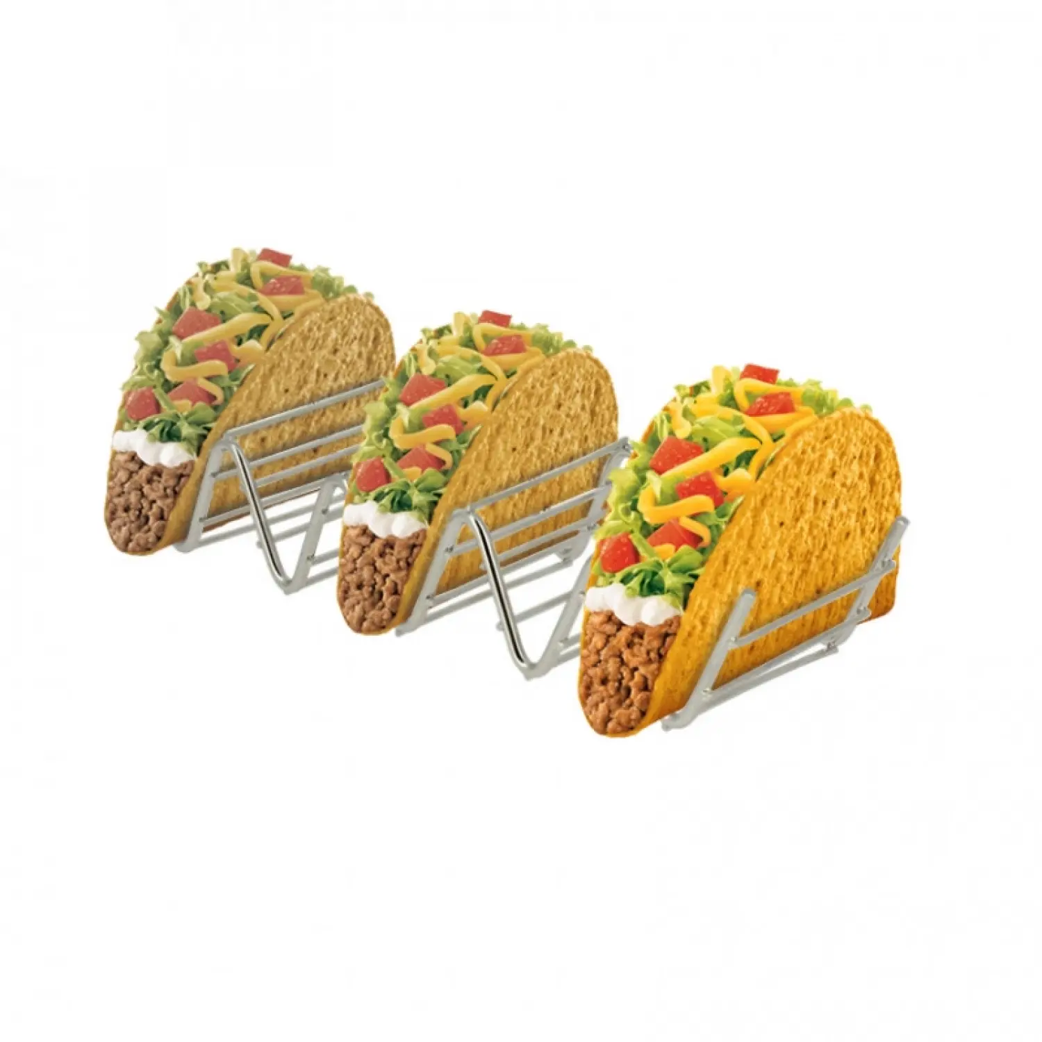 1 Suporte de tacos em aço inoxidável prateado | Ref: PQP21607