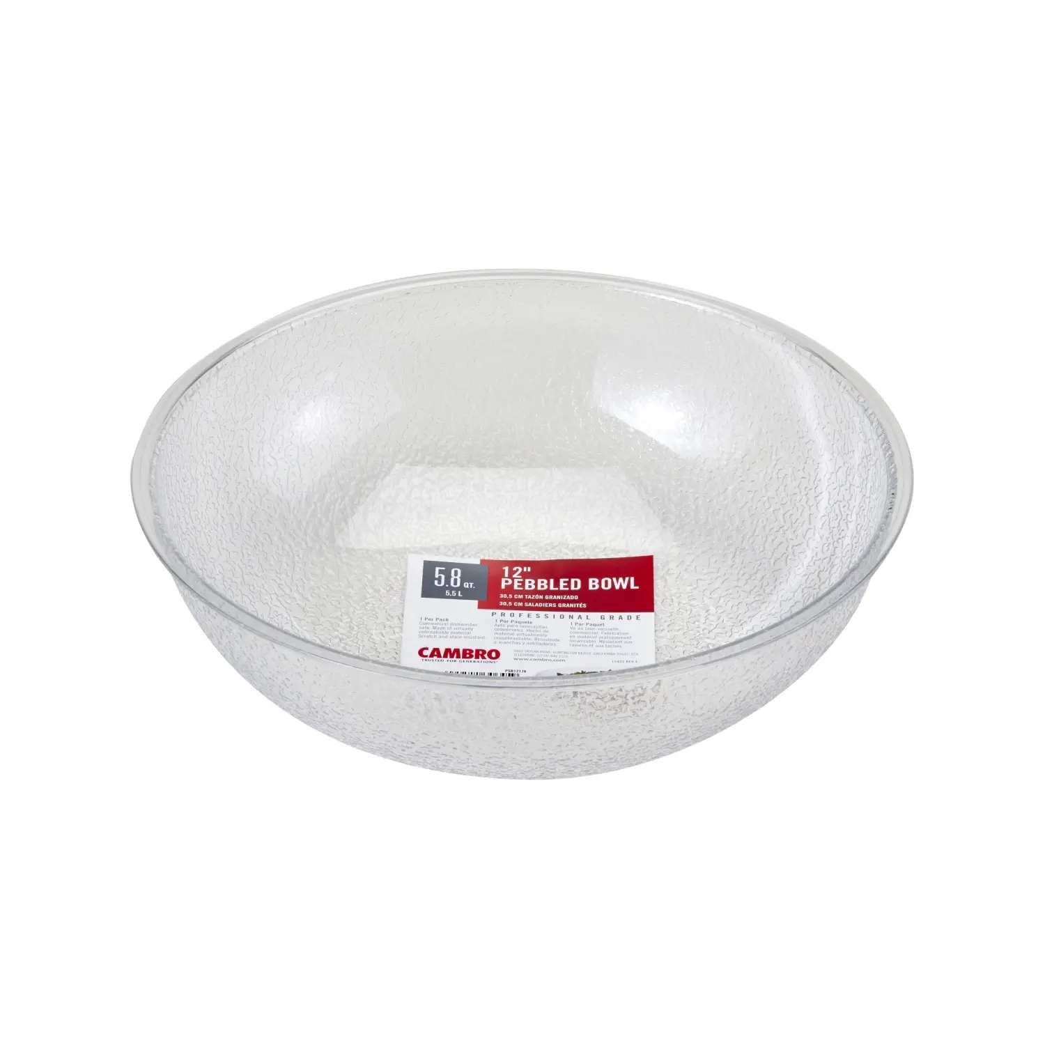 ENSALADERA textura empedrada 5,5 L 30,5 x 30,5 cm Transparente