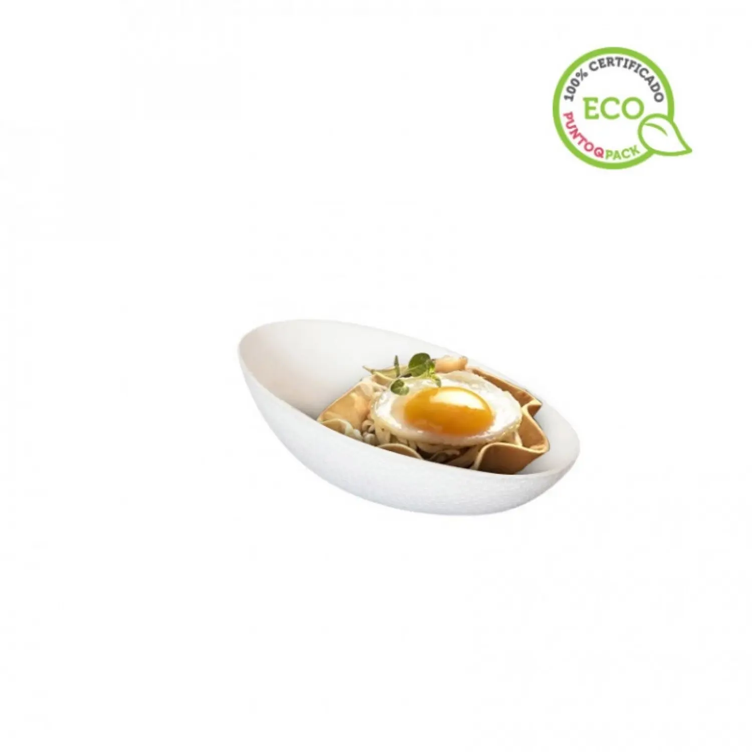 30 unidades. Mini prato de fibra Egg para aperitivo Branco 10x3cm | Ref: PW210BCHICEGG