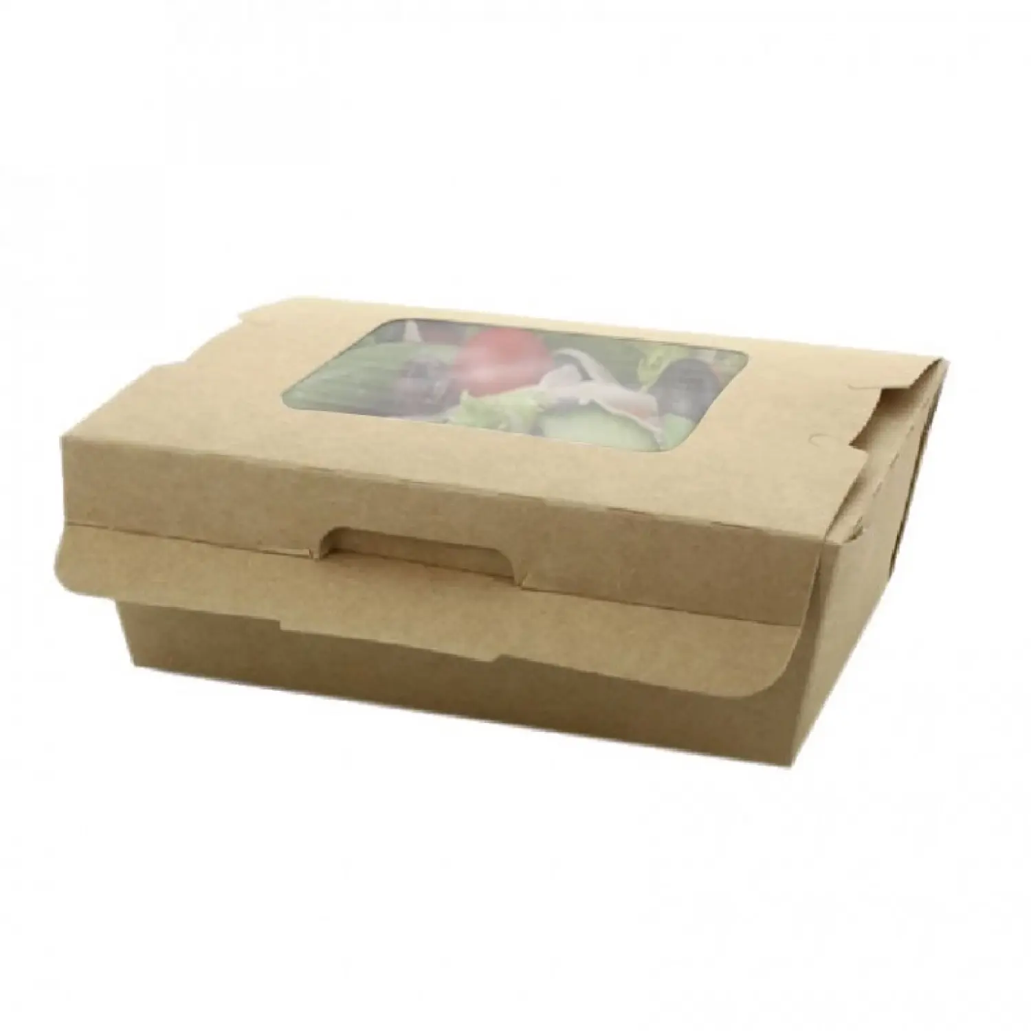 50 unidades. Tigela de papel Kraft com dupla janela (700ml) | Ref: PW210BOXS751