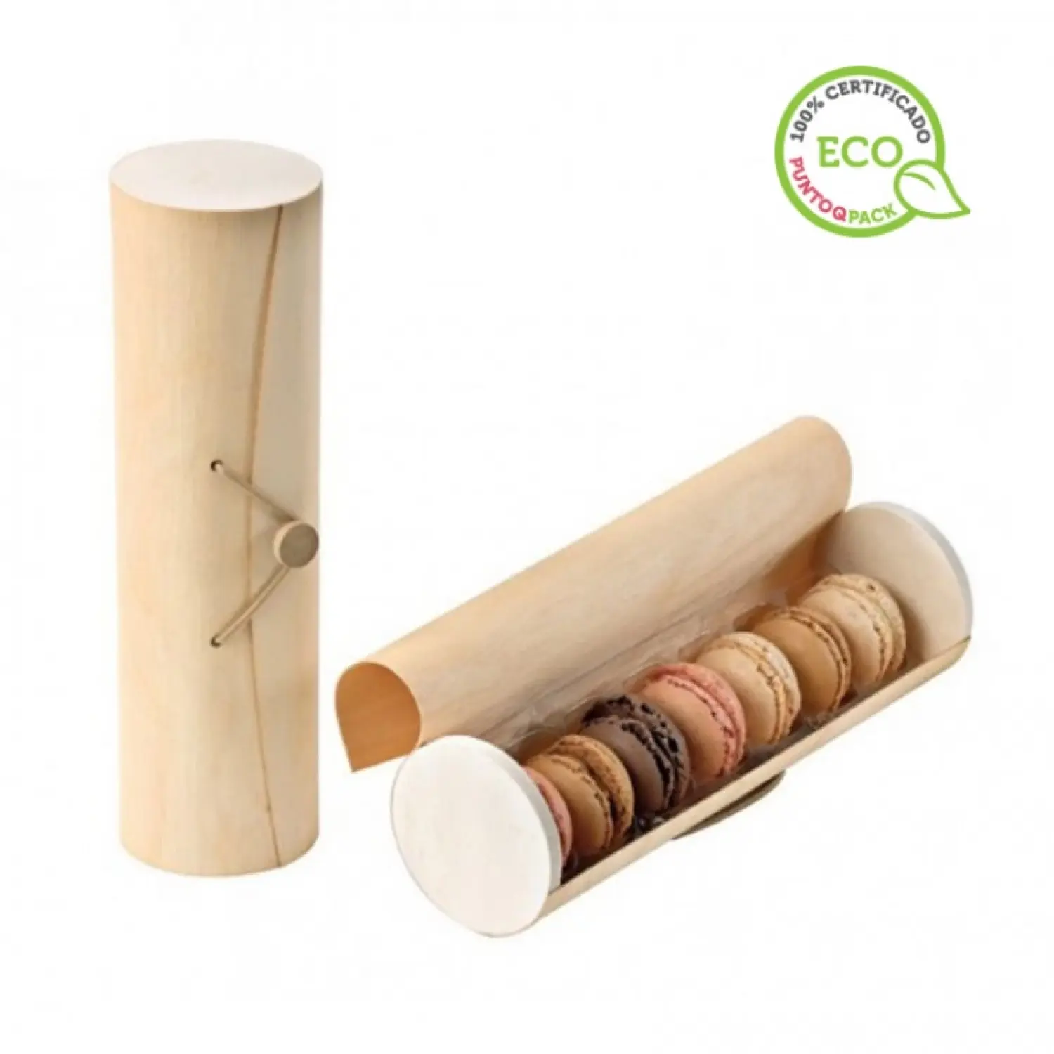 1 Uds. Caja Cilindrica Madera para 7 Macarones | Ref: PW210MAC7CYB